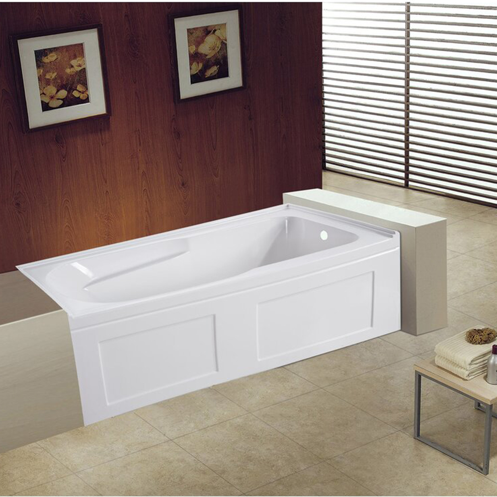 حوض استحمام مئزر متكامل قطعة واحدة من الأكريليك تمرغ حوض استحمام مستطيل أبيض اللون