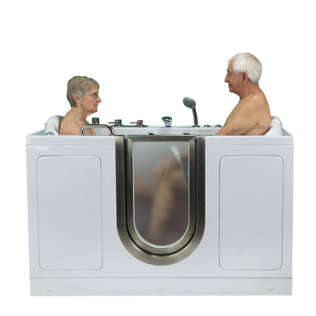 حوض استحمام غير دوامي بمقعدين قياسي أمريكي باللون الأبيض للمعاقين وكبار السن