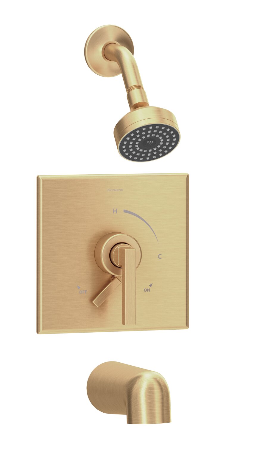 حوض استحمام كامل بنظام الدش وحنفية دش مثبتة على الحائط من Aquacubic باللون الذهبي المصقول