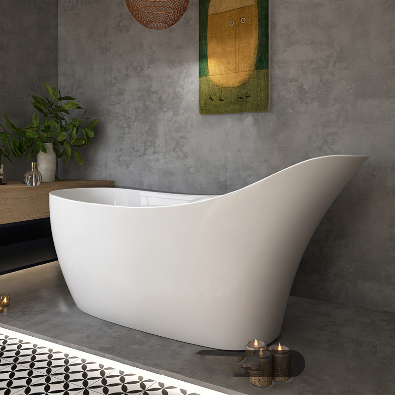 تصميم جديد حديث للمراهقين بيضاوي قائم بذاته للفندق مقاس 170 سم صغير الحجم حوض استحمام أكريليك منقوع