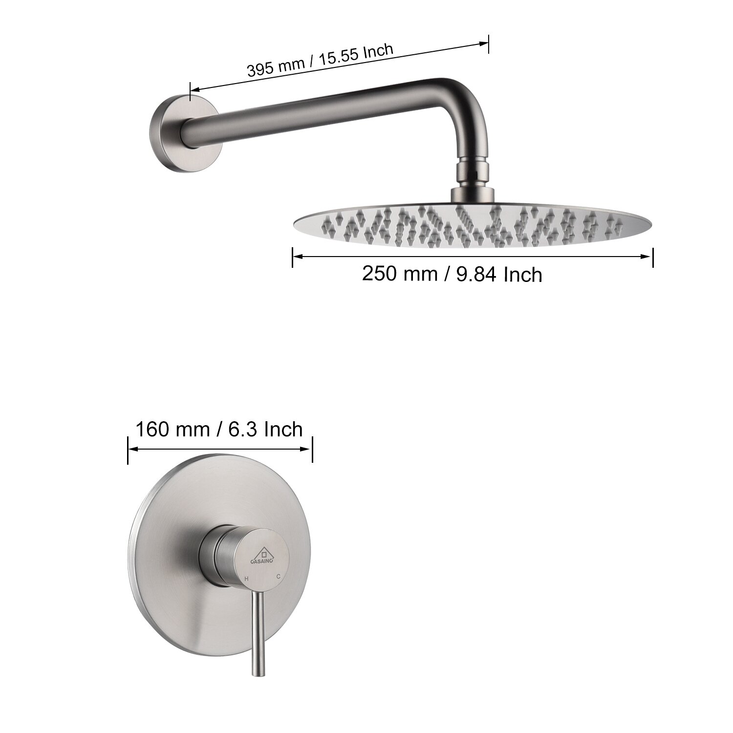 حوض استحمام متوازن الضغط على الحائط من Aquacubic ونظام دش مع صمام خشن