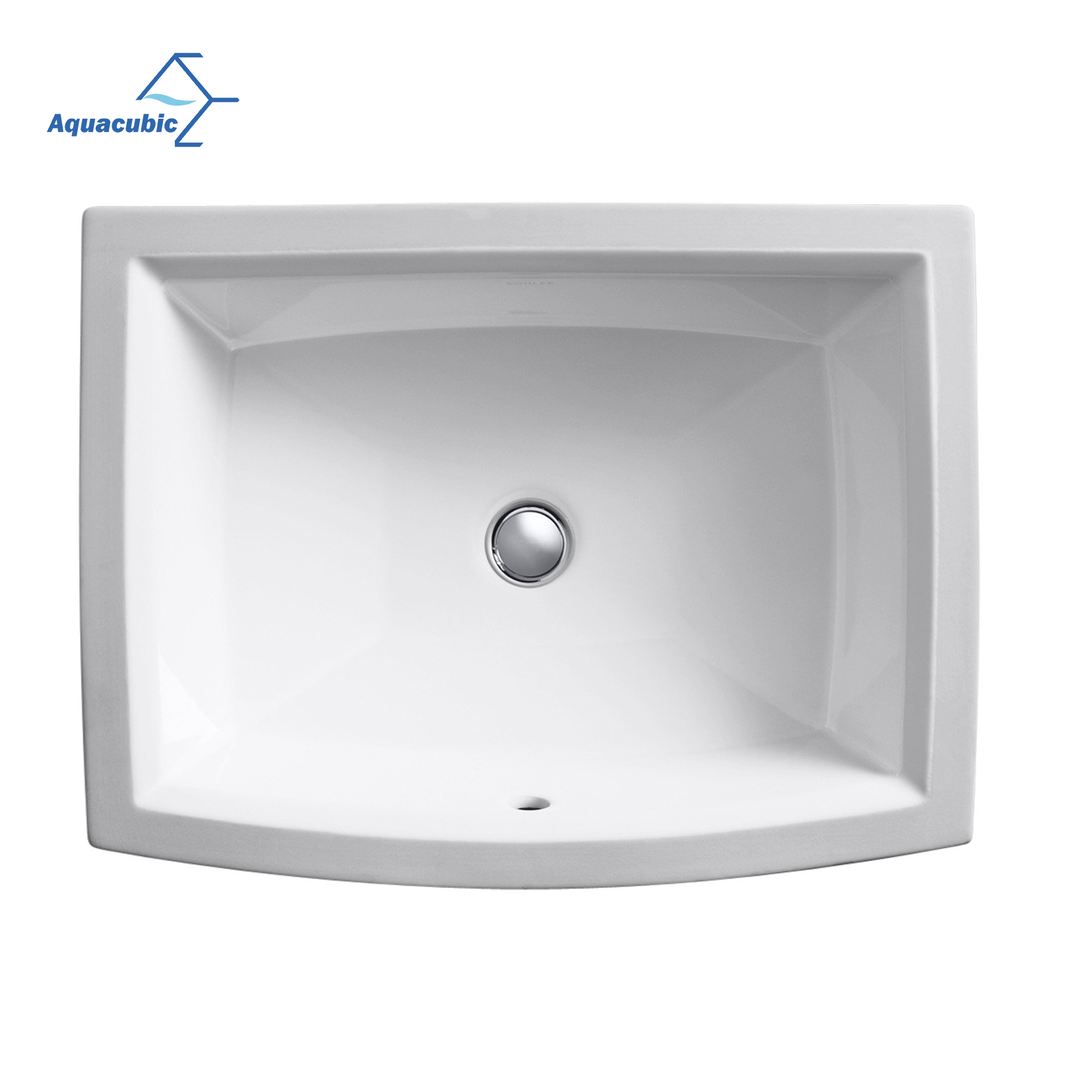 Aquacubic التصميم الحديث المنزلية بالوعة بيضاء مستطيلة سيراميك الحمام غسل اليد المصارف Undermount 