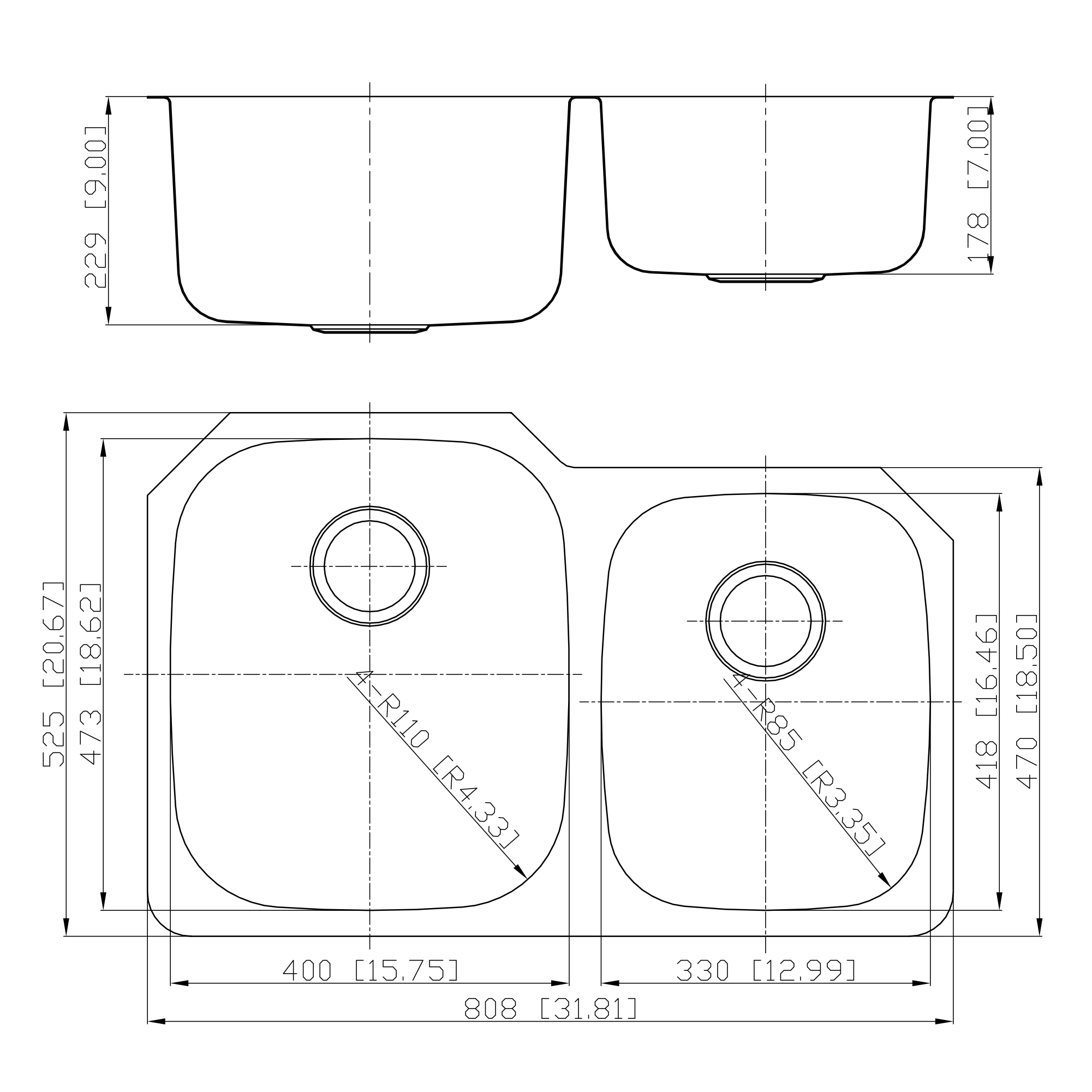 OEM / ODM Factory 304 الفولاذ المقاوم للصدأ Undermount Double Bowl Kitchen الرسم العميق ختم بالوعة