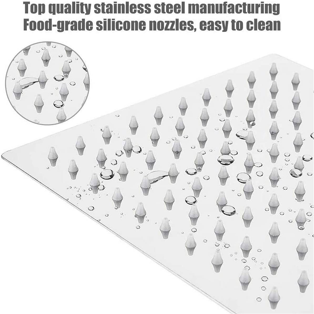 تصميم كبير فائق النحافة مصنوع من النيكل المصقول 304 من الفولاذ المقاوم للصدأ لتوفير المياه مربع الشكل، رأس دش مطري للحمام