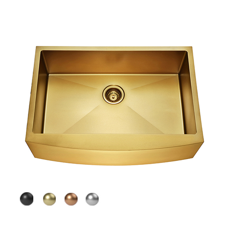 ذهبية اللون الفولاذ المقاوم للصدأ اليدوية مزرعة بالوعة المطبخ وعاء واحد